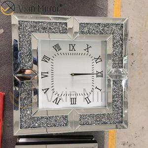Luxury Elegant Modern Silver Crushed Diamond Mirror Hanging Wall <strong>Clock</strong> Needle Display <strong>for</strong> Weddings Back to <strong>School</strong> &amp; Easter - Product Image 5