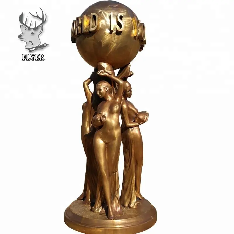 Customized full size bronze the world is yours statue for sale for sale