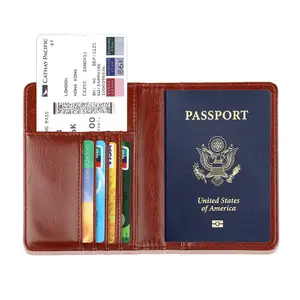 Tùy Chỉnh Logo Cá Nhân Kích Thước Tiêu Chuẩn Giá Rẻ RFID Chặn Pu Leather Passport Bìa Chủ Cho Nam Giới Phụ Nữ