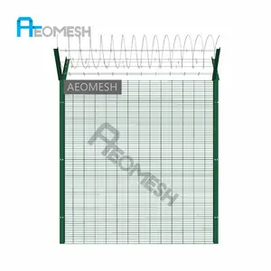 AEOMESH Made in Guangzhou Professional Factory Barbed wire V top Anti-Climb Fence / 358 High security Fence