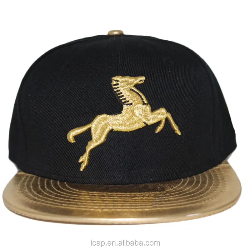 Cappello da berretto Hip-hop Snapback con piastra in oro grossista in stile personalizzato di fabbrica in cina in vendita