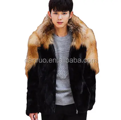 2017 new men fur coat jacket fox fur hooded thick autumn fur coat coat men's clothing