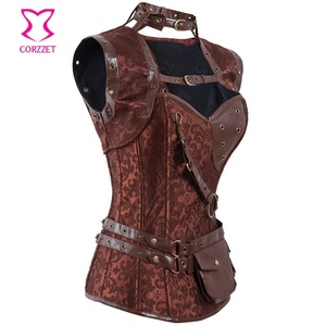 Corzzet Pirate Costume Retro Corset With Chest Belt Pouch Buckle Shrug Steampunk Convention Party <strong>Renaissance</strong> Festival <strong>Clothing</strong> - Product Image 2