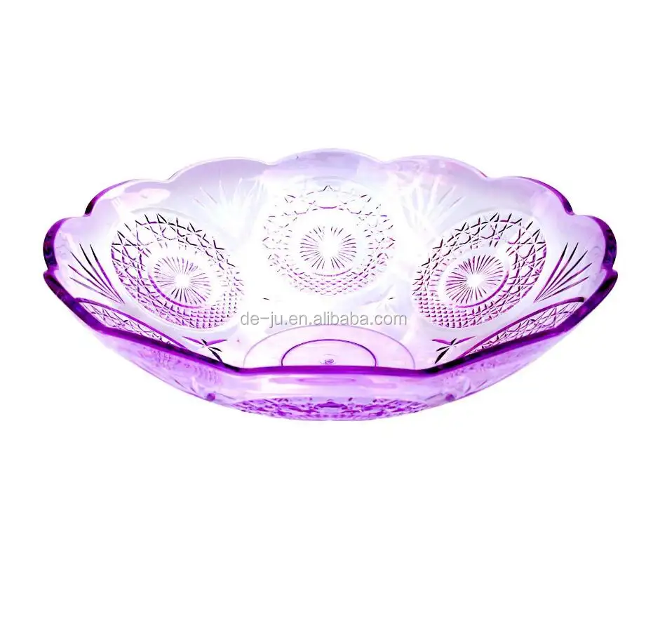 Прозрачная акриловая прозрачная Салатница, Цветочная резная фиолетовая миска для закусок