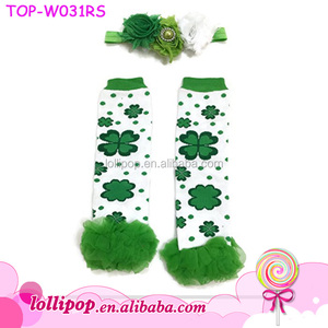 In Magazzino Bambino Shamrock Trifoglio Quadrifoglio Scaldamuscoli Little Girl Modello Top 100 di Lavoro A Maglia St Patricks Day Scaldamuscoli Per I Bambini - Product Image 5