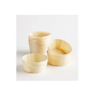 Taza de sake de madera desechable de alta calidad degradable ecológica taza barata de comida