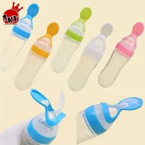 Veilig Pasgeboren Baby Zuigfles Met Lepel Peuter Siliconen Squeeze Voeden Melk Fles Baby Training Feeder Voedsel Supplemt