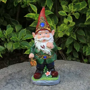 Figura de jardim artesanal, figura de gnome único de gramado de 10"