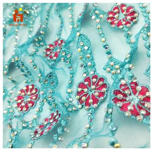 HLSD137 arabic embroidery designs beaded embroidery fabric 3d fabric handmade bead