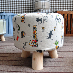 Fabric Upholstered Furniture Wooden Designed Mushroom <strong>Low</strong> <strong>Stool</strong> Foot <strong>Stool</strong> - Product Image 5