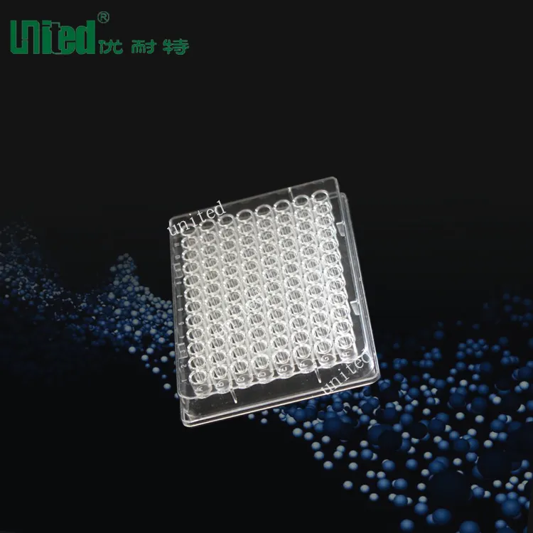 The 96-hole u-shaped cell culture plate is covered