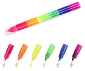 Licheng HM99 6 in 1 Rainbow Highlighter Pen, Mini Multi Colored Highlighter Pen