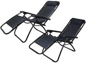 Silla <span class=keywords><strong>reclinable</strong></span> plegable jardín <span class=keywords><strong>tumbona</strong></span> Deluxe 2x1 negro textoline infinito gravedad cero - Product Image 4