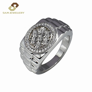 Anello di fidanzamento da uomo classico con gambo largo <span class=keywords><strong>solitario</strong></span> <span class=keywords><strong>diamante</strong></span> rotondo brillante da uomo in argento Sterling 925 - Product Image 5