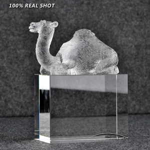 Hecho a mano pulido cristal blanco Camel Trophy Award negro y claro base disponible - Product Image 2