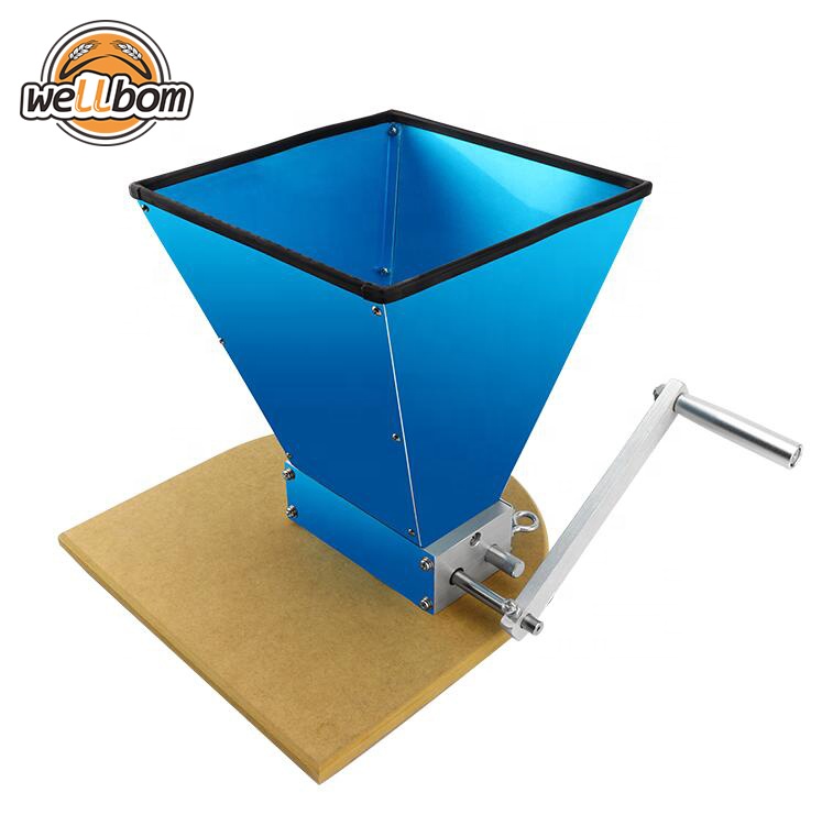 Ручная мельница для солода из нержавеющей стали с 2 роликами и деревянным основанием для домашнего пивоварения