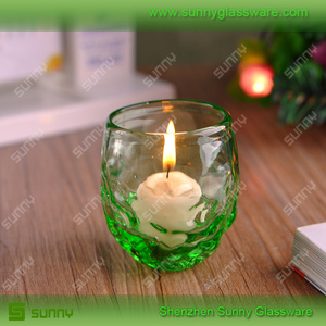 Rond vert verre bougeoir à la main avec <span class=keywords><strong>anomalie</strong></span> motif - Product Image 2
