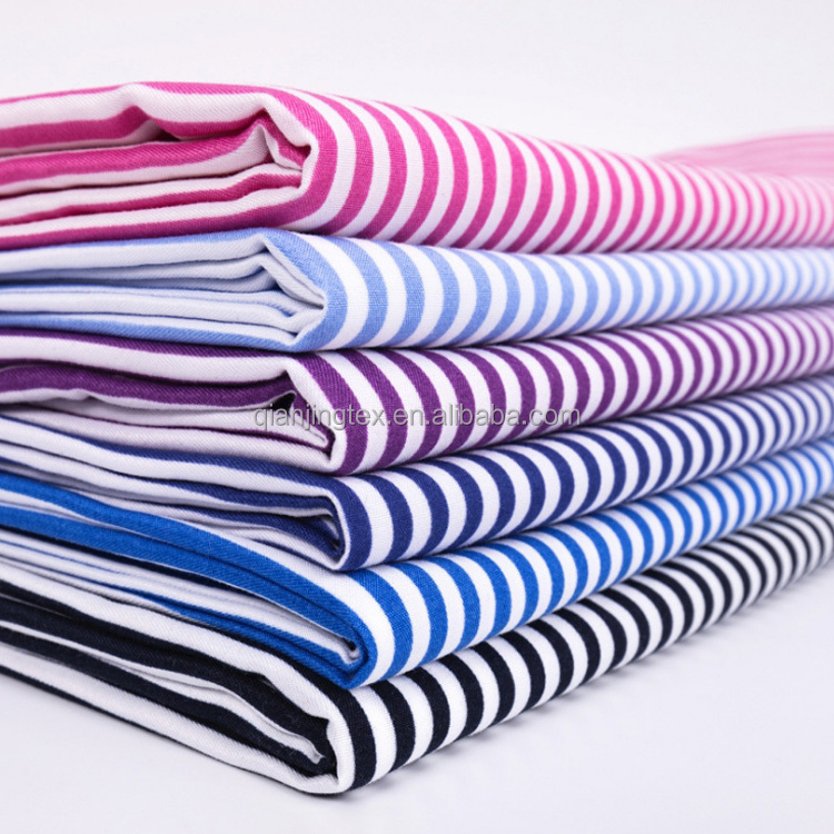 Factory customized soft 110gsm 100% polyester stripe printed peach skin fabric