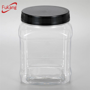 Pot alimentaire carré en plastique PET vide de 50 oz avec couvercle pour l'emballage d'arachides grillées/salées - Product Image 5