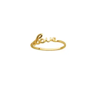 Trang Sức Thanh Lịch Thiết Kế Đơn Giản Mới Nhất 925 Sterling Silver Love Script Nhẫn Vàng 14K