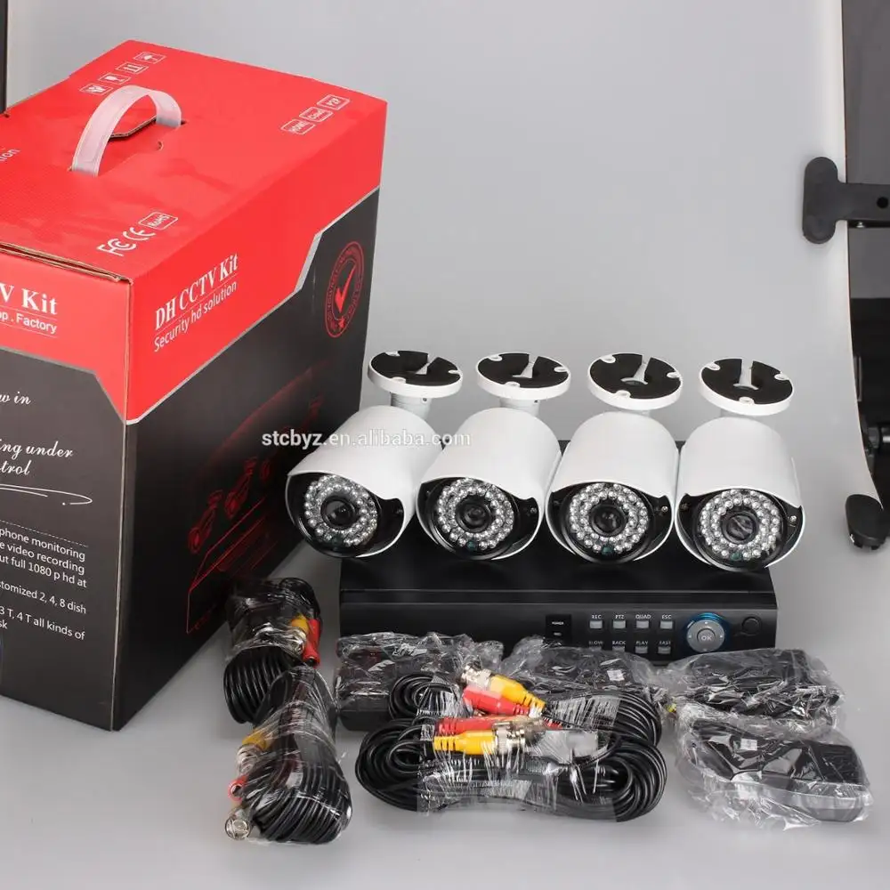 Low price 4 channel outdoor surveillance cheap cctv system dvr and camera kit