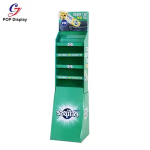 Modèle DIY Carton Debout Papier Ondulé Étage Présentoir Étagères Pour Supermarché Commercial Chewing Gum Promotion Au Détail