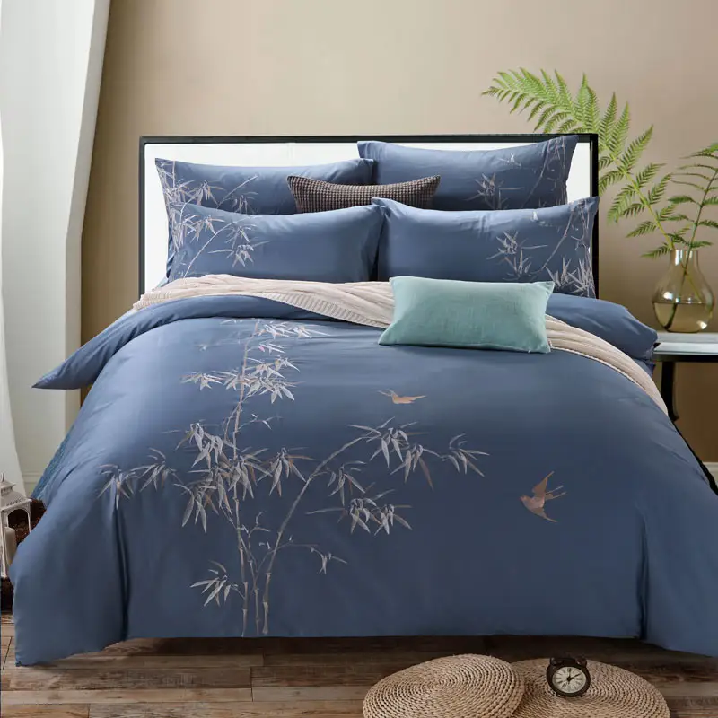 Top quality confortevole 100% cotone di lusso del ricamo bedding set quilt cover