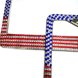 Sang Trọng Tùy Chỉnh USA Cờ Lấp Lánh Pha Lê Bling Giấy Phép Tấm Bìa Chủ Xe Của Sang Trọng Tùy Chỉnh Thiết Kế Số Giấy Phép Tấm Khung - Product Image 5