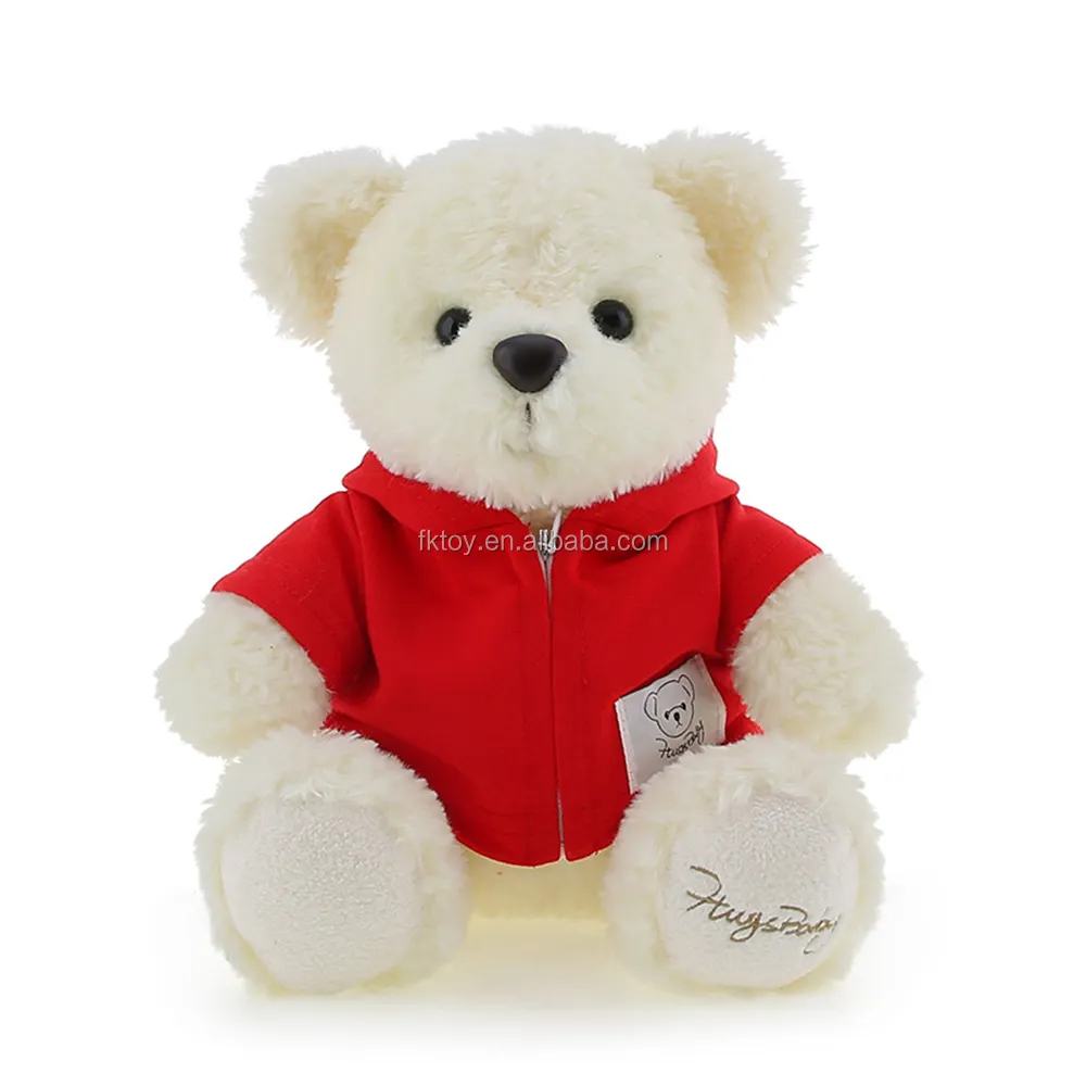 Plush White Teddy Bear Toys With Clothing For Valentine's Day