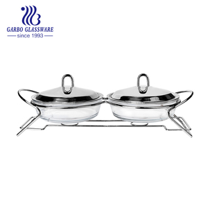 Récipient alimentaire en verre borosilicate 2L, plat de cuisson pour boulangerie avec couvercle et support en acier inoxydable 304 - Product Image 4