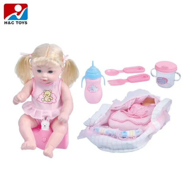 12 inch can drink milk and pee reborn baby dolls with sleeping basket