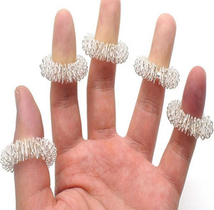 Kleurrijke Rvs Roller Acupunctuur Ring Vinger Acupointer Massager Sujok Acupressuur Massage Ringen - Product Image 2