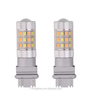 3825 42smd 3157 led נורות 2835 42led 3156 led הנורה 7440 7443 כפולה צבע צהוב לבן רכב הפעל אור