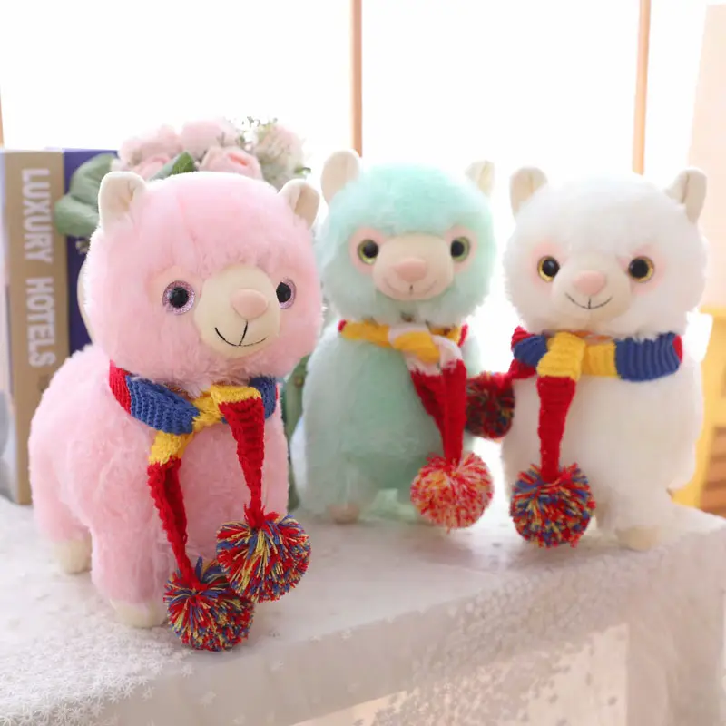 Cute 25CM 35CM Three Colors Stuffed Plush Alpaca Doll ToyとScarf Llama Alpacasso Stuffed Toys