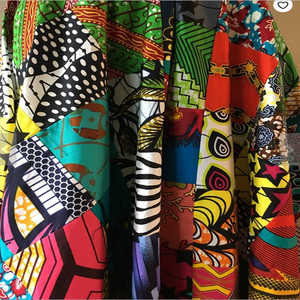 Full Circle High Waist African Wax Print <strong>Patchwork</strong> Maxi <strong>Skirt</strong> With Pockets and <strong>Patchwork</strong> Tie Belt Cotton Wedding Prom Dress - Product Image 2