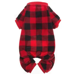 Classic Red Plaid Sweaters Soft Clothes Pet Pajamas for Dogs