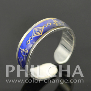 Anillo de banda de humor de cambio de color de puño de metal con patrón egipcio - Product Image 2