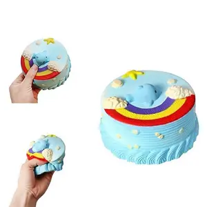 Squishy Slow Rising blue cake rainbow Cute Squishy Toy Cake Slow Rising Stress Reliever Toy squishy