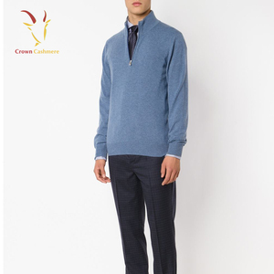 Lana merino de los hombres del collar del soporte suéter 1/4 zip Cachemira - Product Image 3