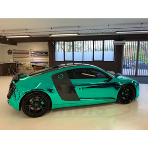 Nuova <span class=keywords><strong>pellicola</strong></span> avvolgente in vinile con specchietto cromato verde chiaro - Product Image 4