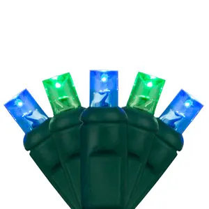 绿线广角LED可连接圣诞灯串50 LED商业级5MM圣诞灯组