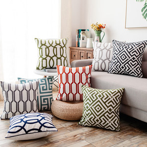 Taie d'oreiller en coton brodé, géométrique, décoration de qualité supérieure, pour canapé, pièces - Product Image 4