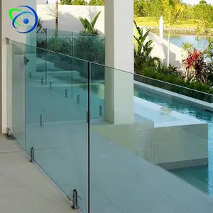 2205 Stainless steel 316 inox spigot frameless glass fence & balustrade swimming pool railings external porch baluster