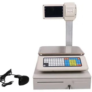 Báscula de caja registradora, Etiqueta electrónica de código de barras, balanza de pesaje con impresora