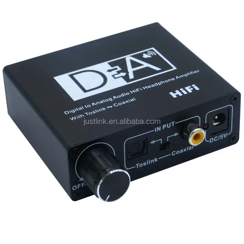 Toslink óptico a amplificador HiFi analógico/Coaxial a óptico 3,5mm L/R convertidor de Audio Digital a analógico con Control de volumen