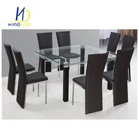 1 + 8 זול קטן Cbm KD 8 מושביים מודרני חדר אוכל שולחן בית זכוכית שולחן אוכל סט