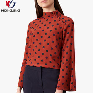 Ultimo disegno <span class=keywords><strong>viscosa</strong></span> allentato chic ufficio delle donne di polka dot camicetta - Product Image 5