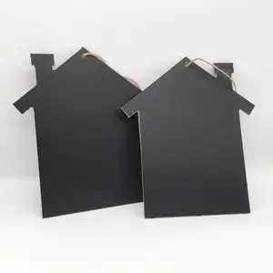 Cartoon Wooden House Shape Message Board Blackboard Wood Crafts Handmade Natural Wood Color Decorations Simple Europe Chalkboard