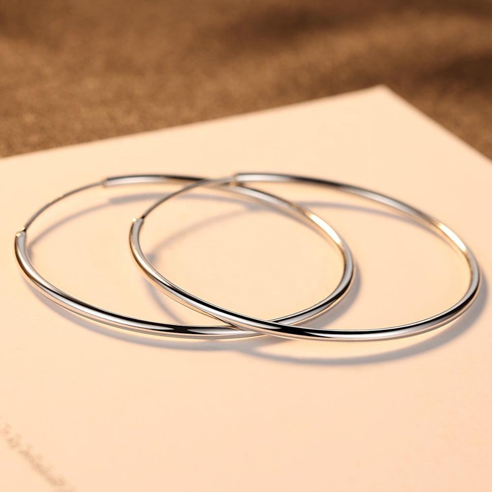 CZCITY 925 Sterling Silver Hoop Earrings Classic Versatile