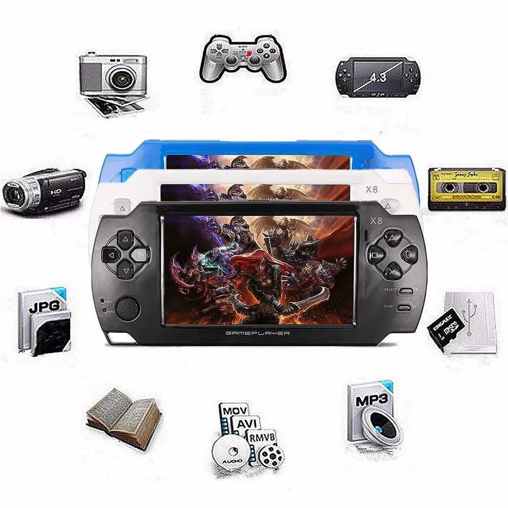 4.3 inch 8Gb Handheld Game Console With Mp4 Mp5 Function Video Game Built In 1000+ Games